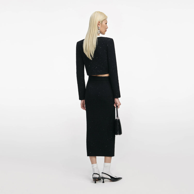 Self-Portrait Knit Floral Jacket & Skirt Ensemble