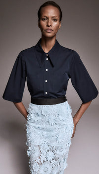 Smythe Applique Pencil Skirt Blue