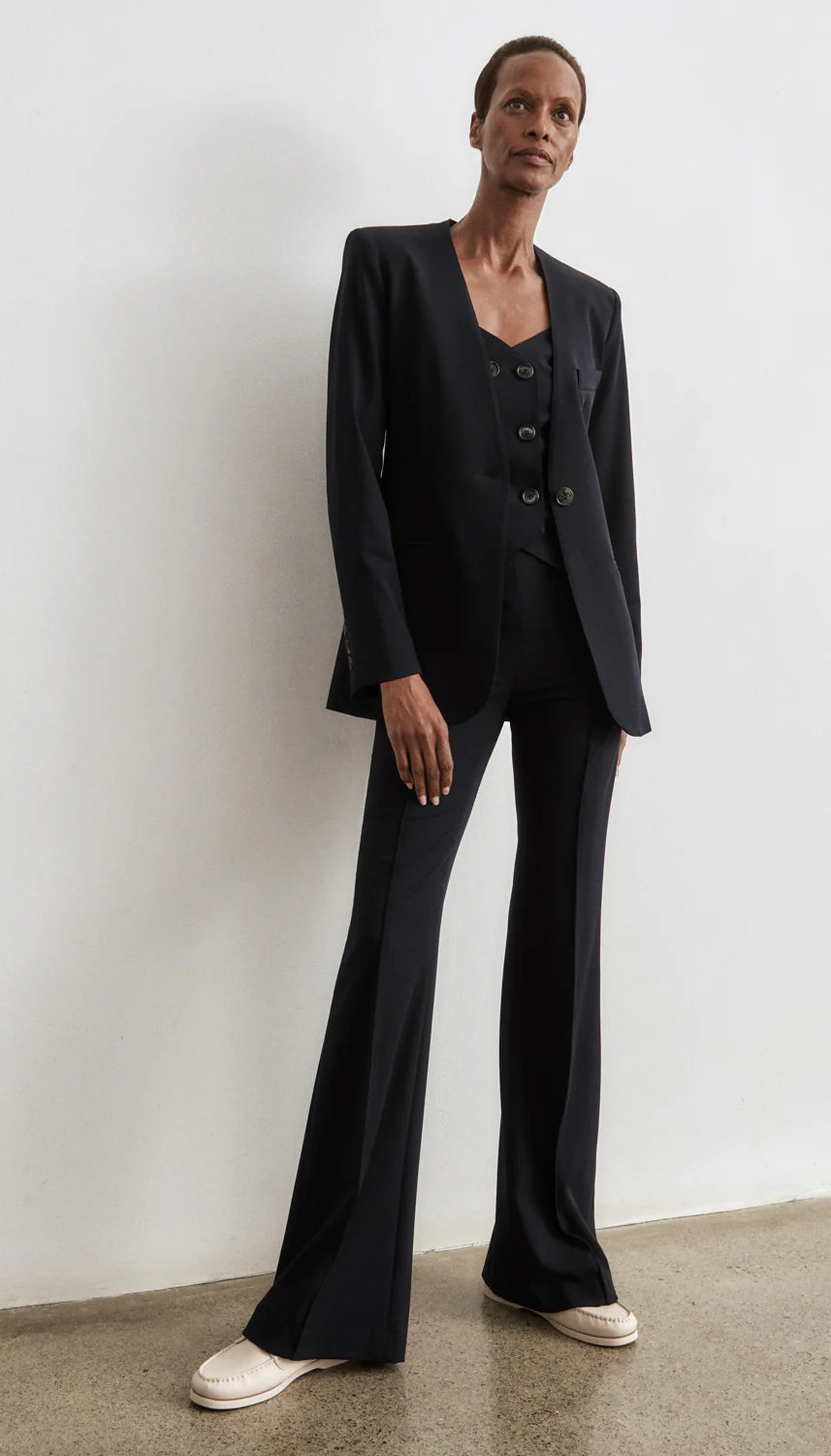 Pantalon évasé à plis Smythe Navy