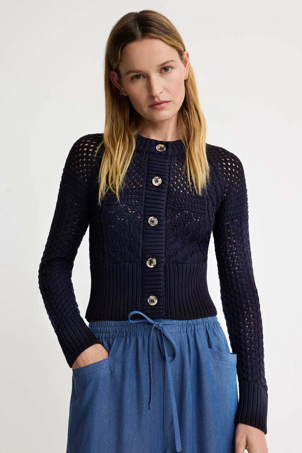 Cardigan en crochet Smythe Navy