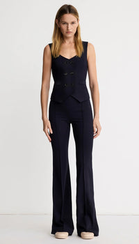 Pantalon évasé à plis Smythe Navy