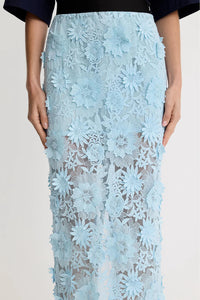 Smythe Applique Pencil Skirt Blue