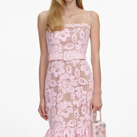 Self-Portrait Pink Crochet Lace Midi Dress