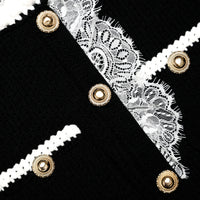 Robe midi en maille noire avec bordure en dentelle Self-Portrait