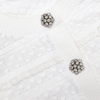 Cardigan blanc pointelle avec diamants Self-Portrait