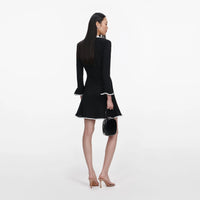 Mini-robe en maille noire avec bordure en dentelle Self-Portrait