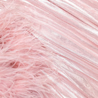 Robe midi en chiffon métallique rose à plumes Self-Portrait