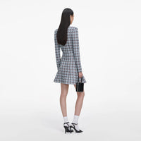 Self-Portrait Blue Check Knit Cardigan