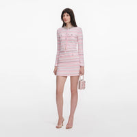 Self-Portrait Pink Textured Cardigan