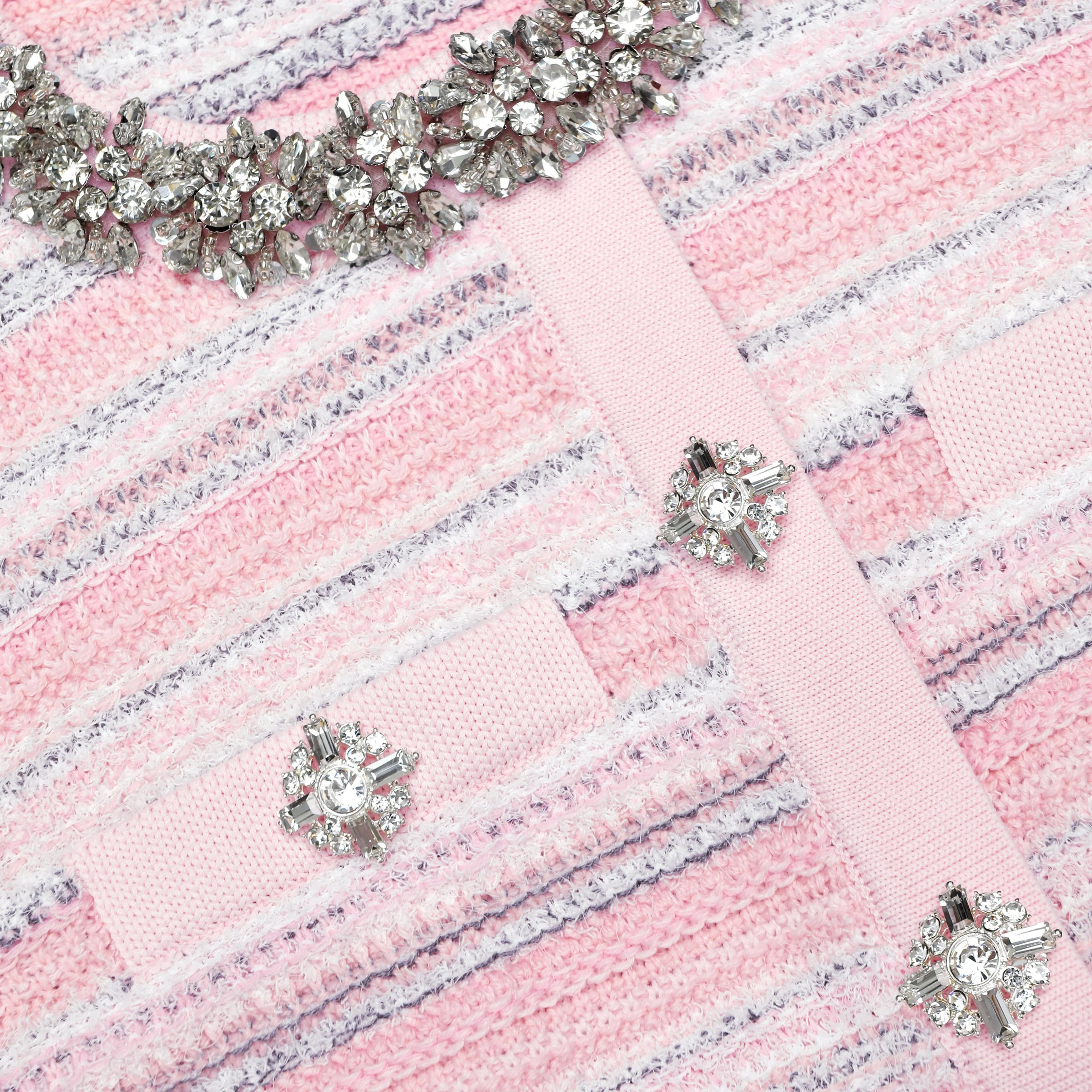 Mini-robe en maille texturée rose Self-Portrait
