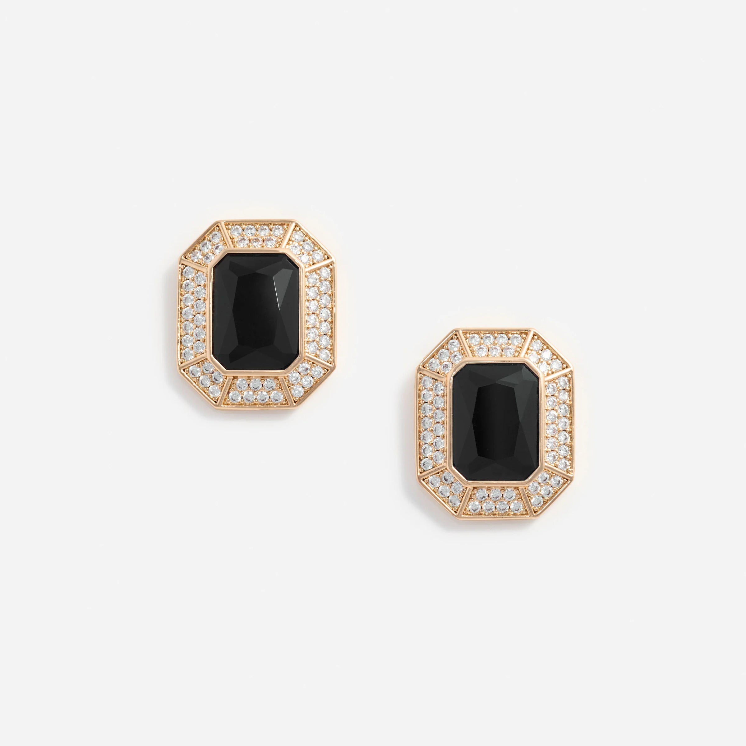 Self-Portrait Black Crystal Encrusted Earrings Black
