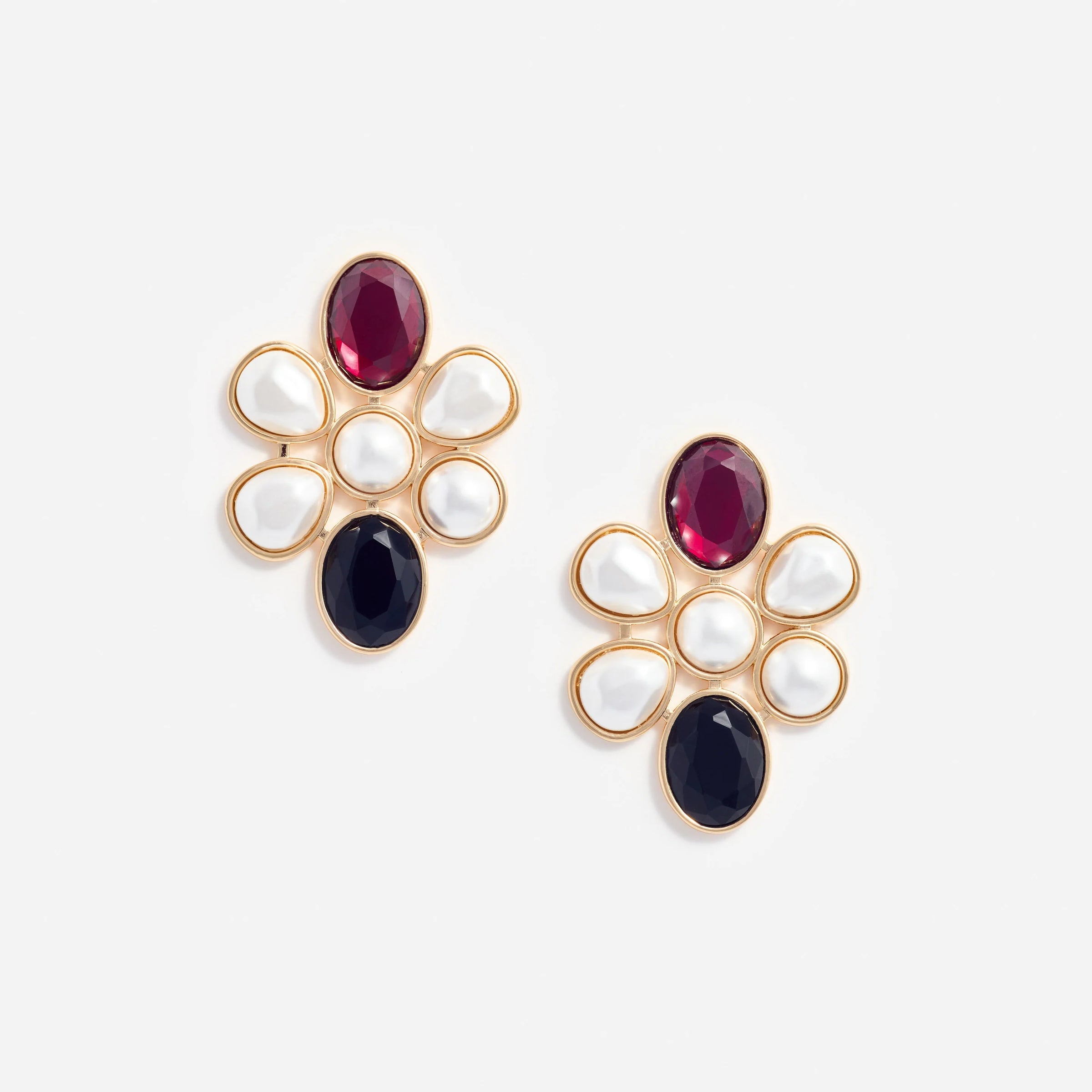 Self-Portrait Pearl Crystal Cluster Earrings Gold
