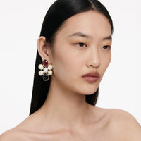 Self-Portrait Pearl Crystal Cluster Earrings Gold