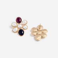 Self-Portrait Pearl Crystal Cluster Earrings Gold