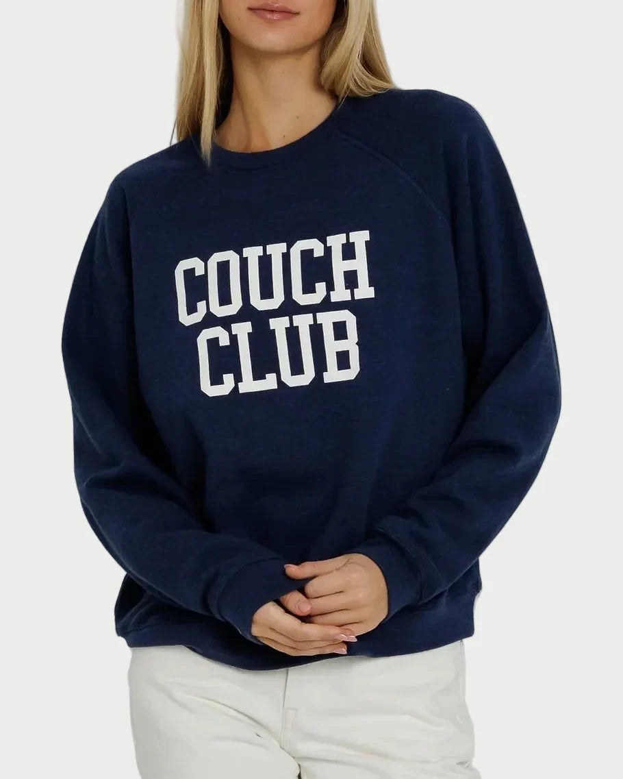 Sunny Somewhere Couch Club Raglan Crew Navy