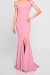 Terani Off The Shoulder Mermaid Fitted Gown with Side Ruffle