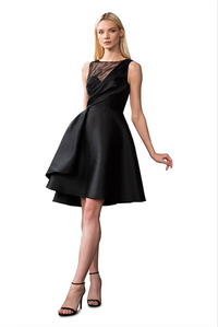 Theia Sleeveless Satin Dress