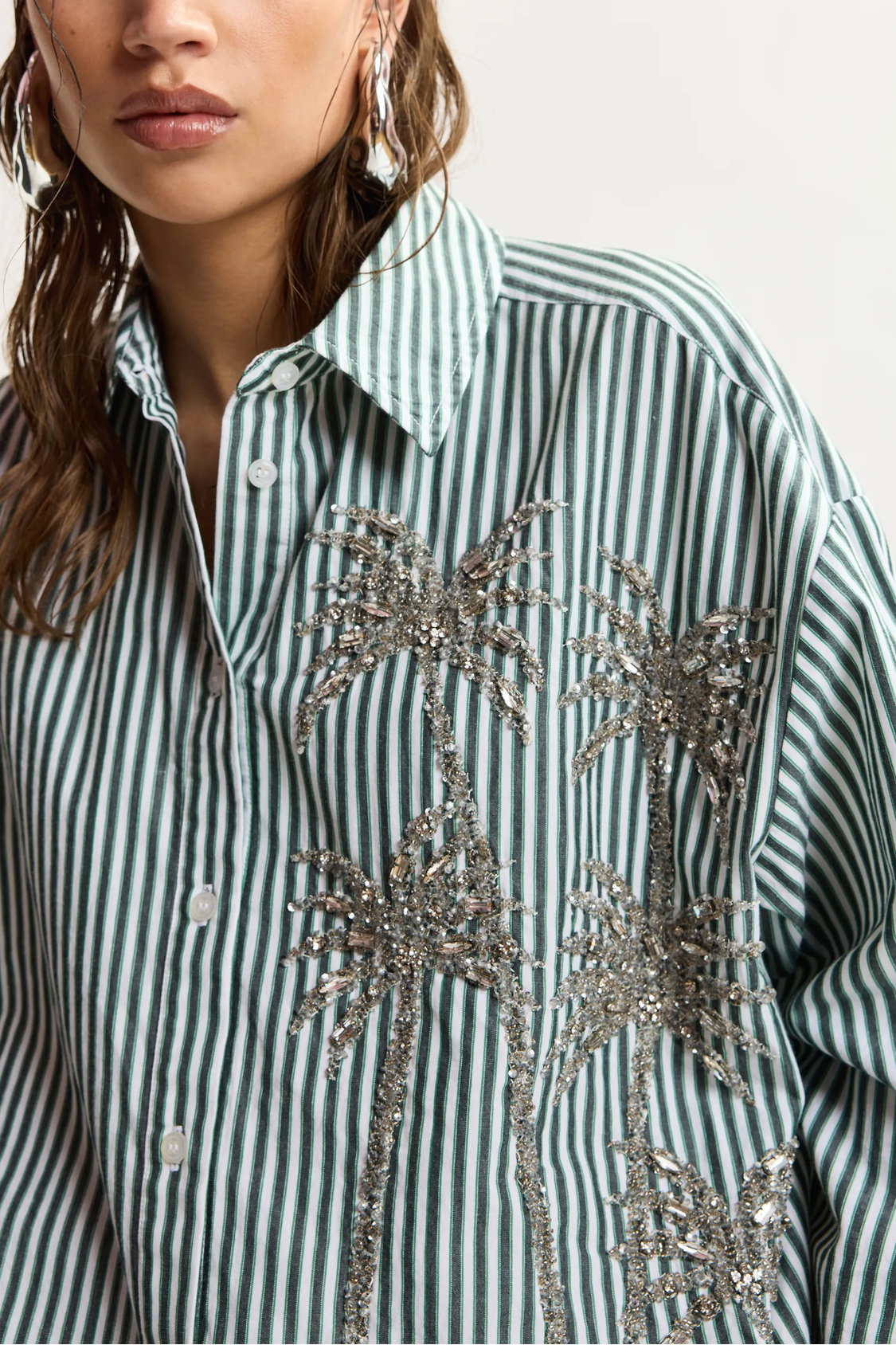 Essentiel Kasper Silver Spring Shirt Bottle Green