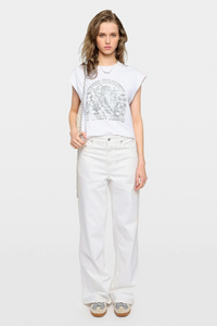 People of Leisure Cloe Cotton Tank Top With Rhinestones - White