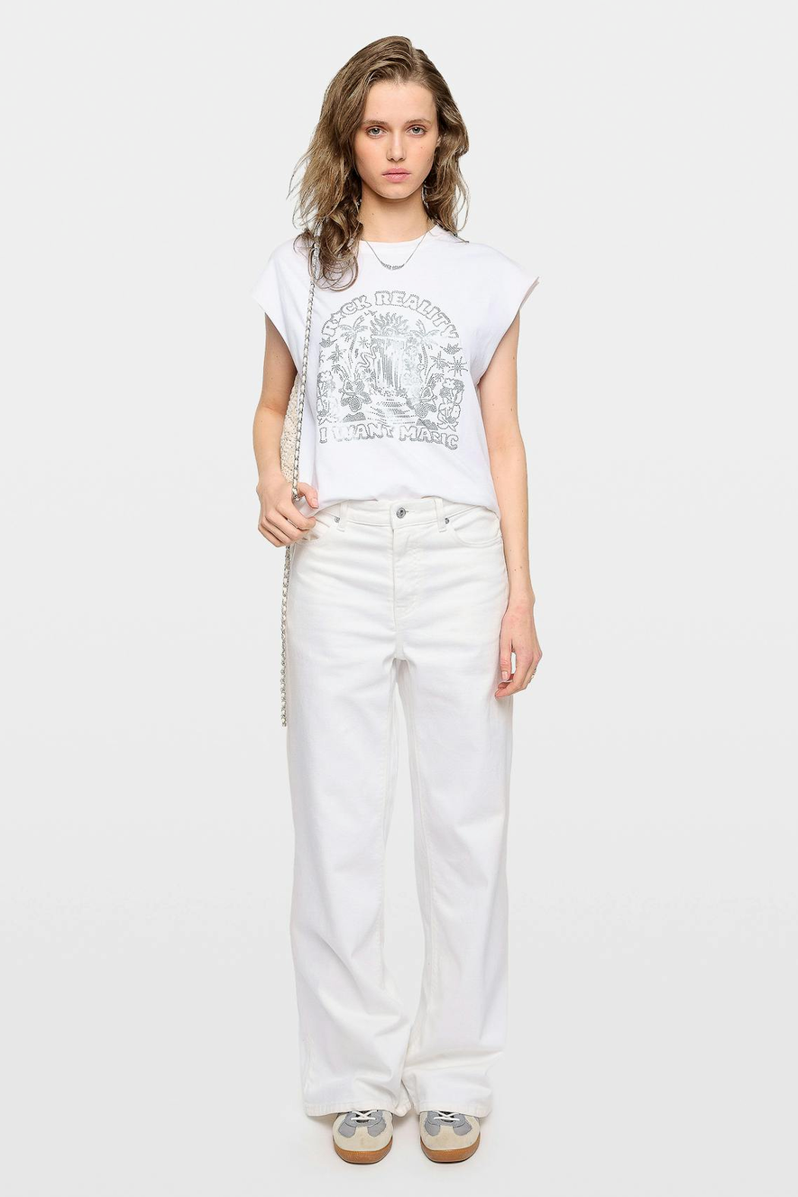 People of Leisure Cloe Cotton Tank Top With Rhinestones - White