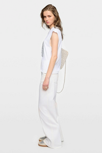 People of Leisure Cloe Cotton Tank Top With Rhinestones - White