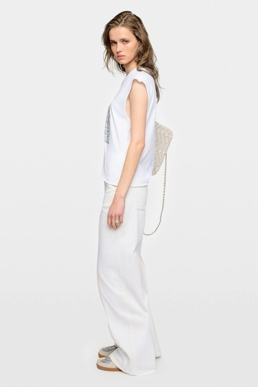 People of Leisure Cloe Cotton Tank Top With Rhinestones - White