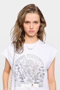 People of Leisure Cloe Cotton Tank Top With Rhinestones - White