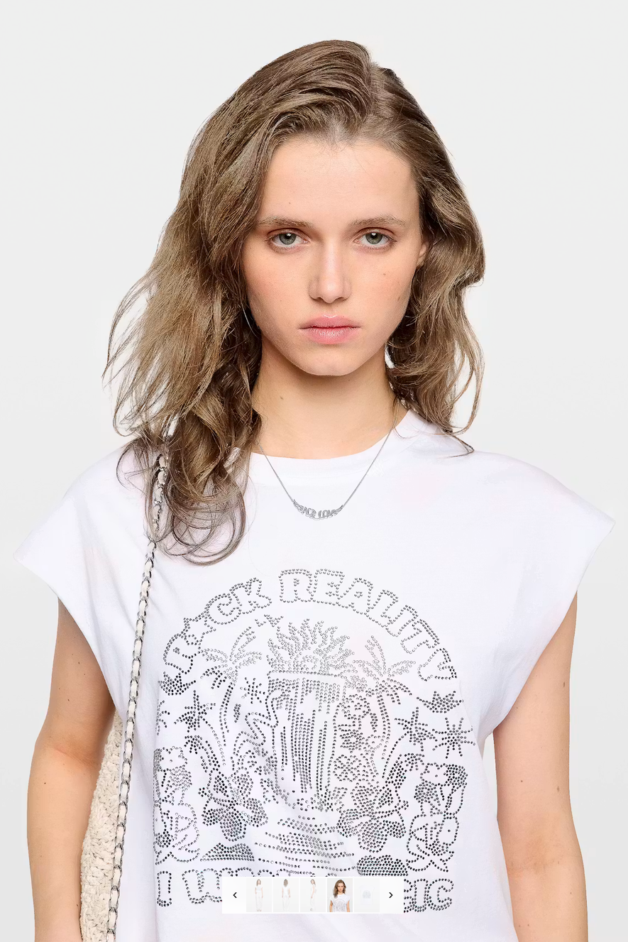 People of Leisure Cloe Cotton Tank Top With Rhinestones - White