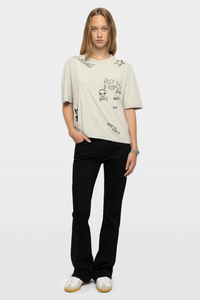 Zadig & Voltaire JWTS02917 Taida PCL Multi Happy ZV Strass Tee Gris Chine Clair