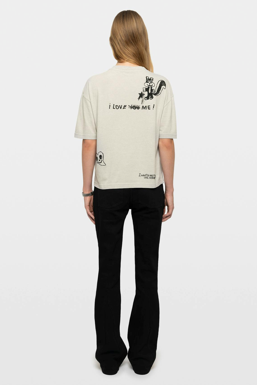 Zadig & Voltaire JWTS02917 Taida PCL Multi Happy ZV Strass Tee Gris Chine Clair