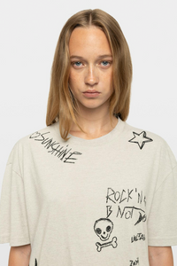 Zadig & Voltaire JWTS02917 Taida PCL Multi Happy ZV Strass Tee Gris Chine Clair