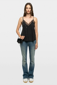 Zadig & Voltaire Christy Silk Paisley Top Black