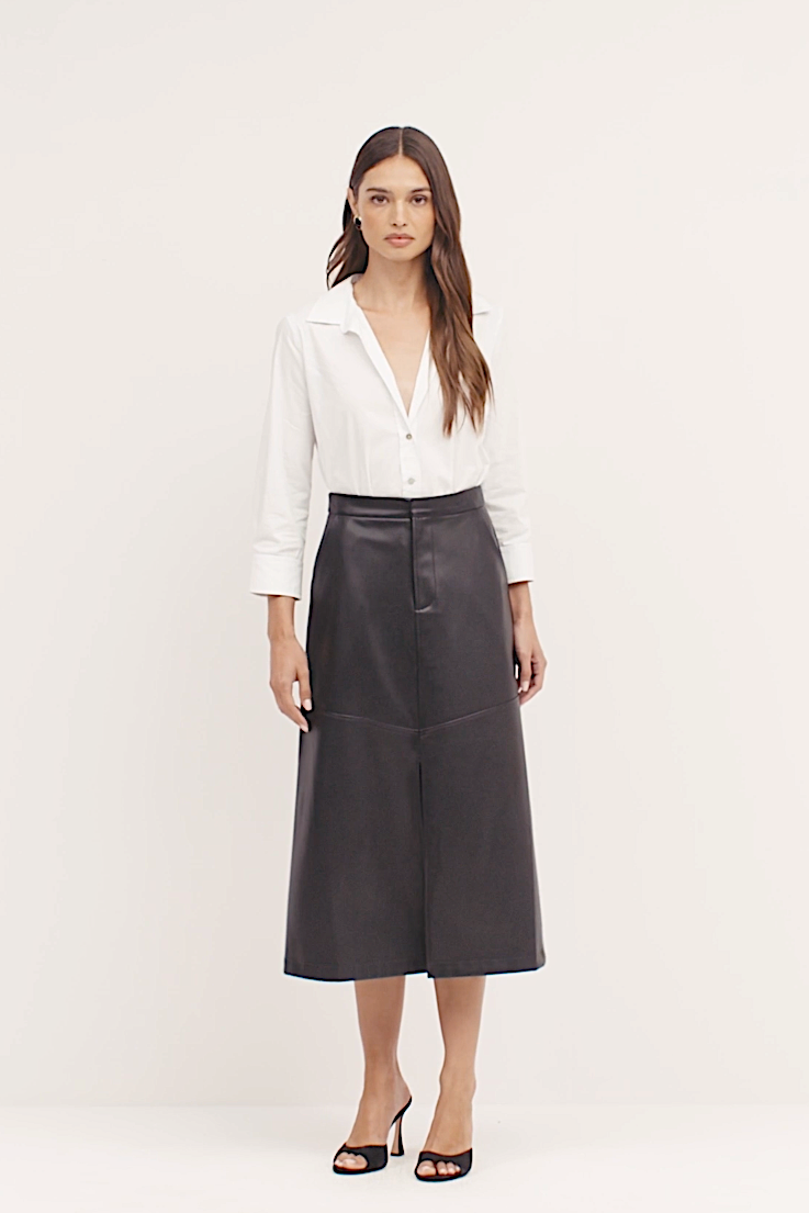 L'Agence Robyn Aline Midi Skirt Black