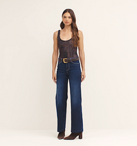 L'Agence Kalea Scoop-Neck Tank Bodysuit Midnight Multi Lux Paisley