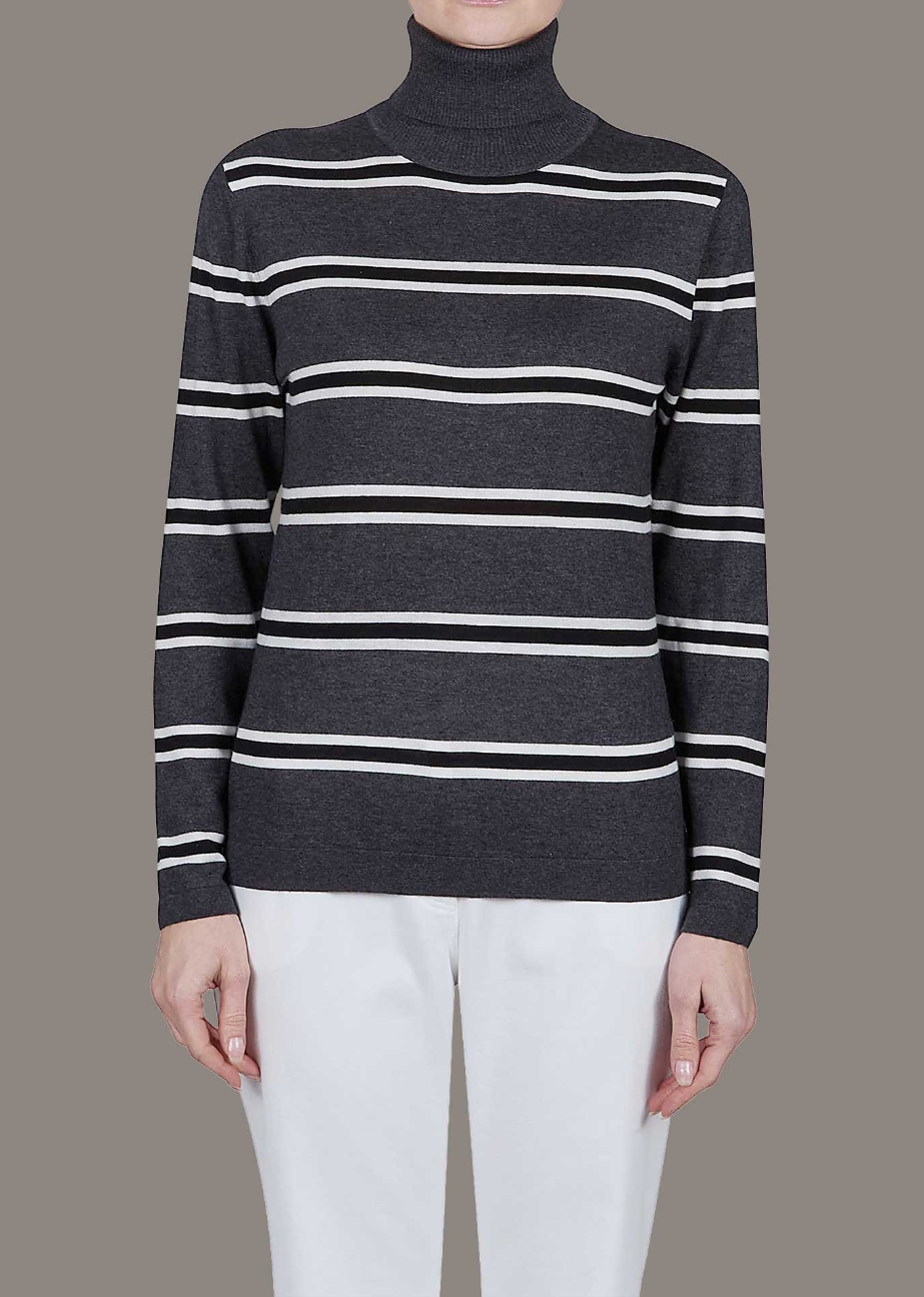 Purotatto Turtleneck Sweater Anthracite-Black-White