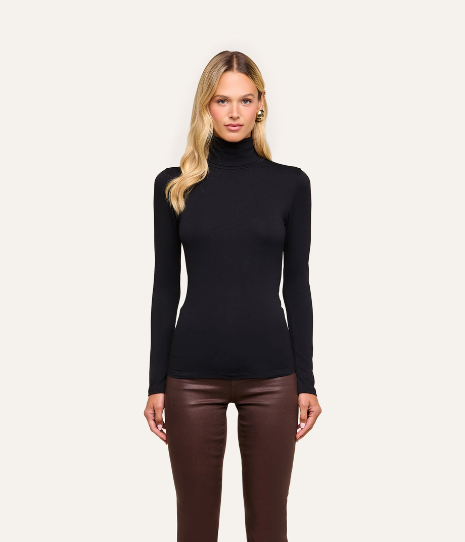 L'Agence 5558MJT-BLAC pull Lani à col roulé et manches longues Black