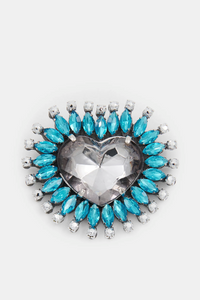 Essentiel Steel Pulse Heart Brooch Blue/Grey