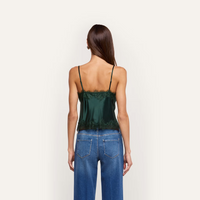 L’Agence 40768CLW-FTGN Camisole Kimber avec empiècement en dentelle vert forêt