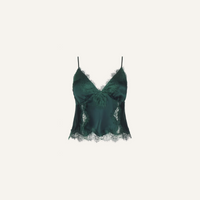 L’Agence 40768CLW-FTGN Camisole Kimber avec empiècement en dentelle vert forêt
