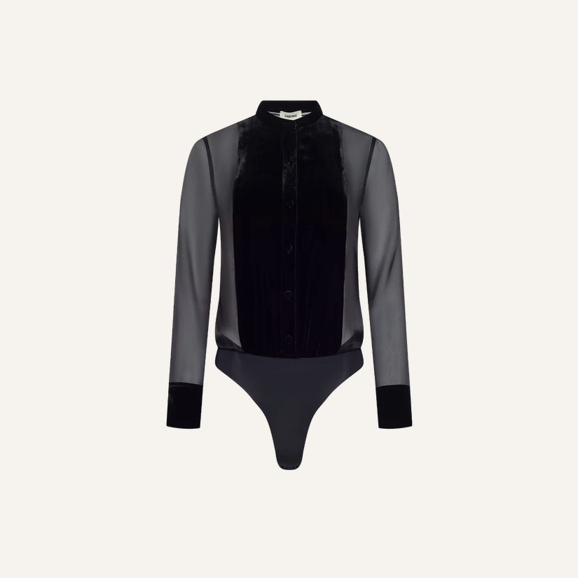 L’Agence 40944ORT-BLAC Body en velours Marisol noir