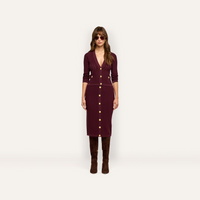 L’Agence 80003NXC2-DEPG Cardigan court pointelle Irvin porto foncé/or
