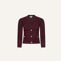 L’Agence 80003NXC2-DEPG Cardigan court pointelle Irvin porto foncé/or