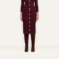 L’Agence 80004NXC2-DEPG Jupe en maille pointelle Melania porto foncé/or
