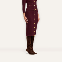 L’Agence 80004NXC2-DEPG Jupe en maille pointelle Melania porto foncé/or