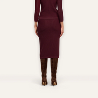 L’Agence 80004NXC2-DEPG Jupe en maille pointelle Melania porto foncé/or