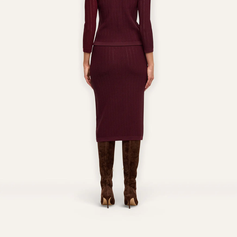 L’Agence 80004NXC2-DEPG Jupe en maille pointelle Melania porto foncé/or