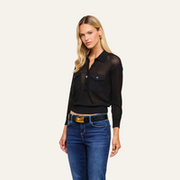 L'Agence Carine Pull à col pointelle - Noir