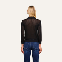 L'Agence Carine Pull à col pointelle - Noir