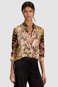 Haut Alice + Olivia Willa à patte de boutonnage, True Grandeur