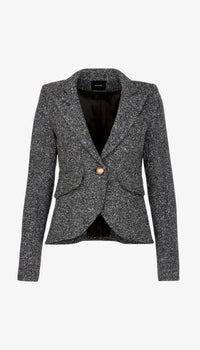 Smythe One Button Blazer With Rectangle Elbow Patch Black Heather